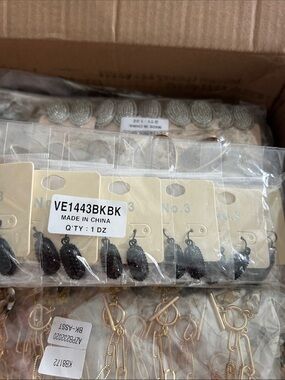 4/$50 Black Beaded Drop Earrings - Pack